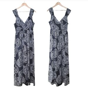 ATTENTION, GEOMETRIC MEDALLION, EMPIRE WAUST BLACK WHITE MAXI DRESS SIZE XL NEW